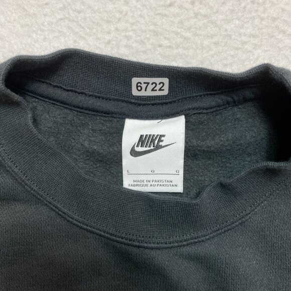 Nike Sweatshirt Womens L Black Essential Crop Crew Wide Boxy Fleece Pullover - Picture 2 of 12